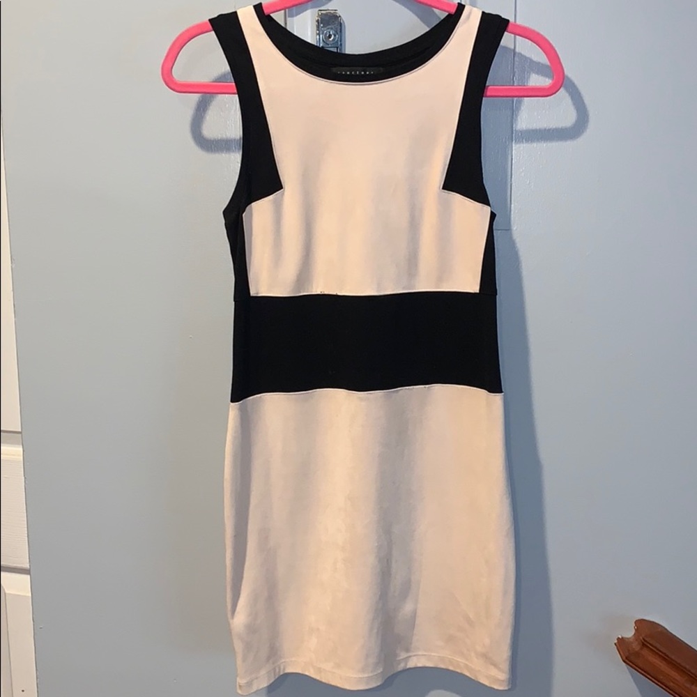 black and cream dress